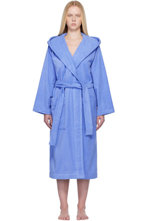 Blue Terry Hooded Bathrobe