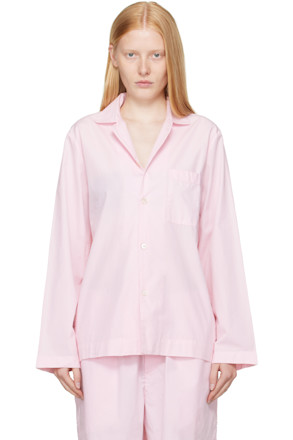Pink Poplin Long-Sleeved Pyjama Shirt