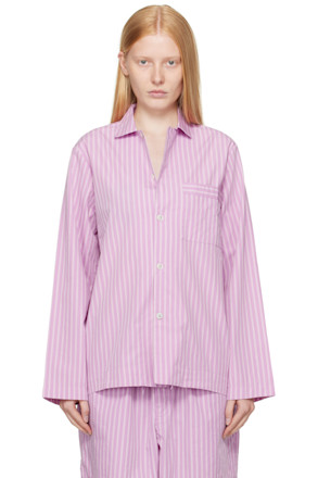 Pink Poplin Long-Sleeved Pyjama Shirt
