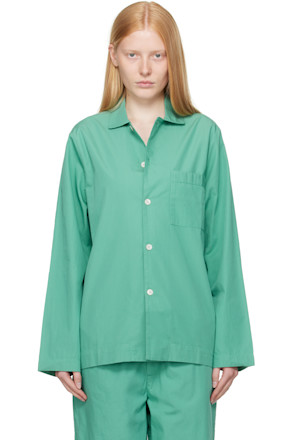 Green Poplin Long-Sleeved Pyjama Shirt