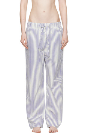 White & Blue Poplin Pyjama Pants