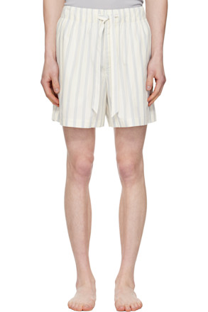 Off-White & Navy Poplin Pyjama Shorts