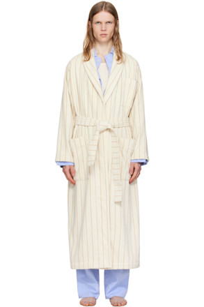 Off-White & Tan Terry Classic Bathrobe