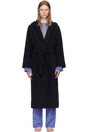 Black Terry Hooded Bathrobe