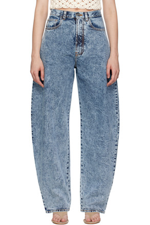 Blue High Waisted Round Jeans