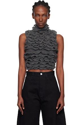 Gray Ruffled Vest