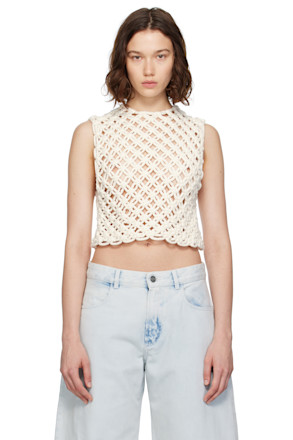 Off-White Hand Knotted Tank Top