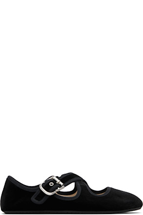 Black Criss Cross Velvet Ballerina Flats