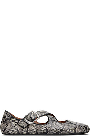 Black & White Criss Cross Snake Ballerina Flats