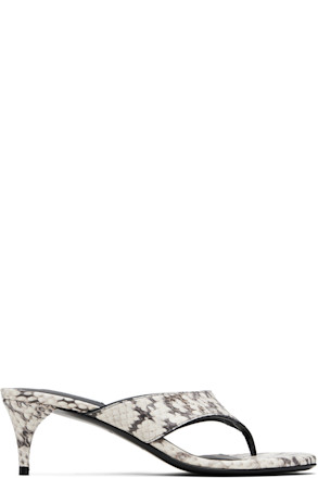 White Thong Elaphe Leather Mule Sandals