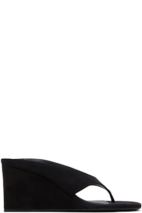 Black Cube Thong Mule Sandals
