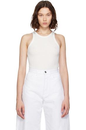 White Sculpting Rib Jersey Bodysuit