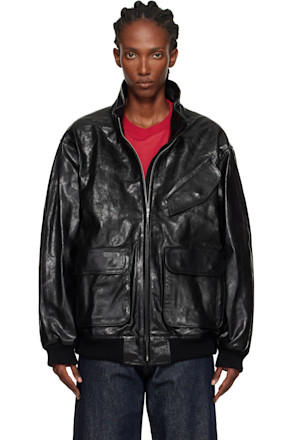 Black Zip Lamb Leather Jacket