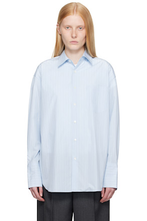 Blue Suvin High Count Cloth Stripe Shirt