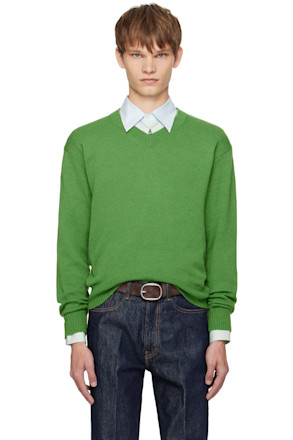 Green Light Cashmere Knit V-Neck Sweater