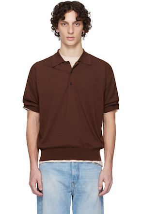 Brown Super High Gauge Cotton Knit Polo