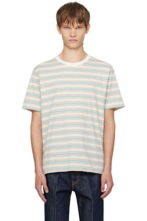 Blue & Beige Gradient Stripe Jersey T-shirt