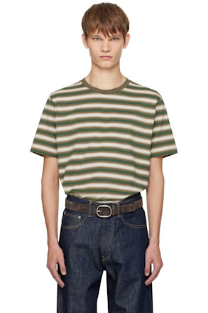 Brown & Green Gradient Stripe Jersey T-shirt