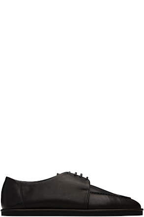 Black Leather Lace-Up Oxfords