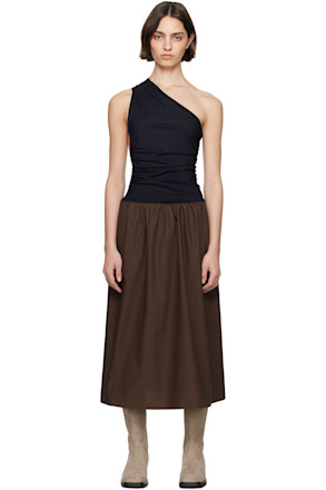 Black & Brown Balance Midi Dress
