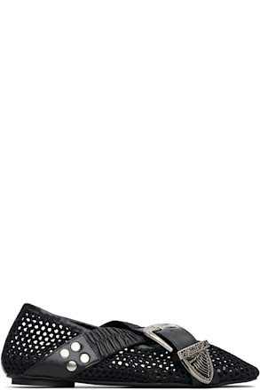 Black Mesh Ballerina Flats