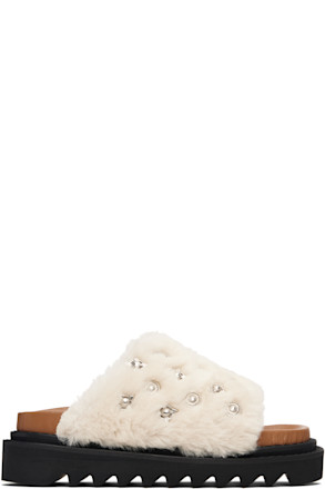 White Fur Concho Slippers