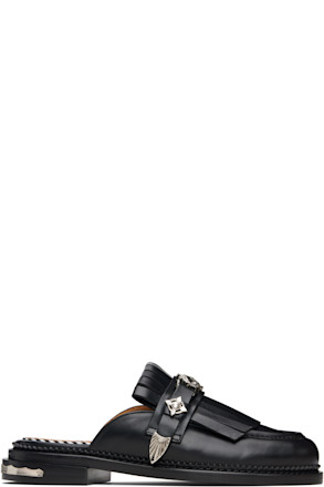 Black Hard Leather Slip-on Loafers