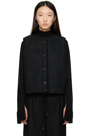 Black Faux-Shearling Reversible Vest