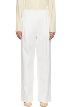 White Claire Cotton Twill Trousers