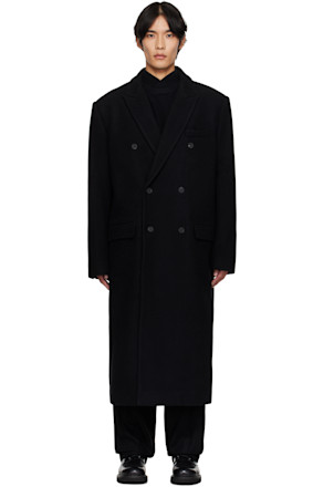 Black Double-Breasted Long Coat