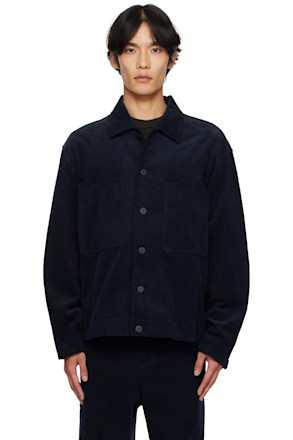 Navy Corduroy Layered Pocket Jacket