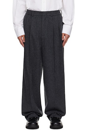 Gray Two Tuck Wool Trousers