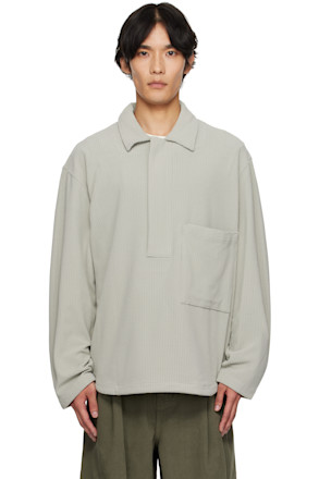 Gray Waffle Half-Zip Polo