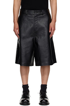 Black Bermuda Faux-Leather Shorts