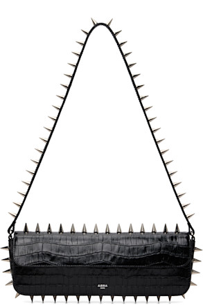 Black Spike Baguette Bag