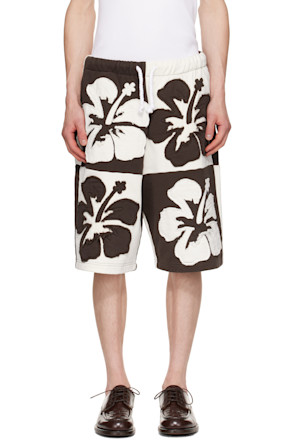 Brown & Off-White Flower Shorts