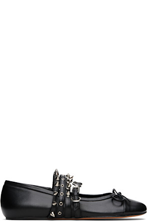Black Spike Ballerina Flats