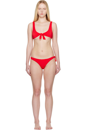 Red Self-Tie Bikini