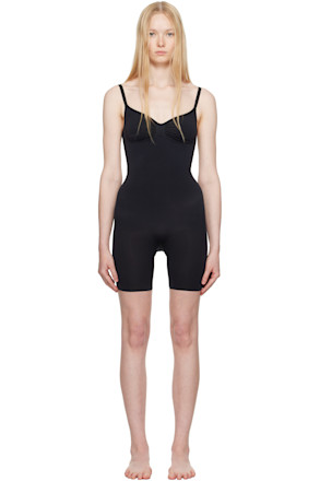 Black Seamless Sculpt Mid Thigh Bodysuit