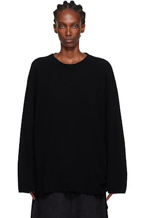 Black String Round Neck Sweater