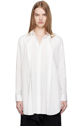 White Cotton Broad F Double Layered Shirt