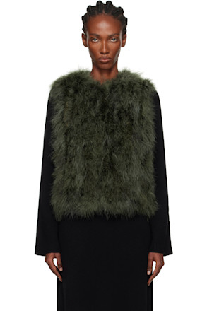 Green Cropped Feather Vest