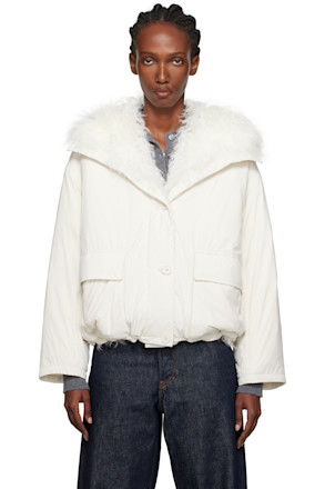 Off-White Cropped Shearling & Down Jacket