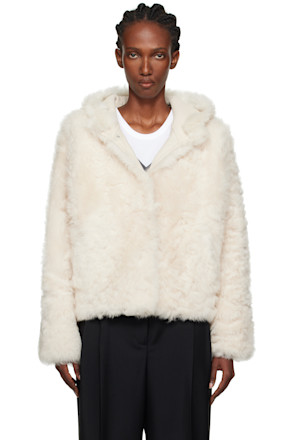 Off-White Short Hooded Shearling Jacket