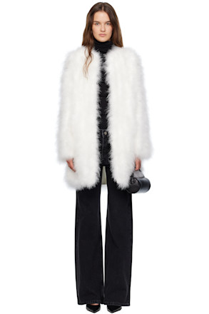 White Long Feather Coat