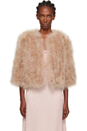 Beige Short Feather Jacket
