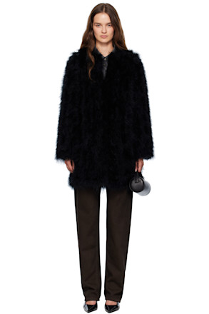 Black Long Feather Coat