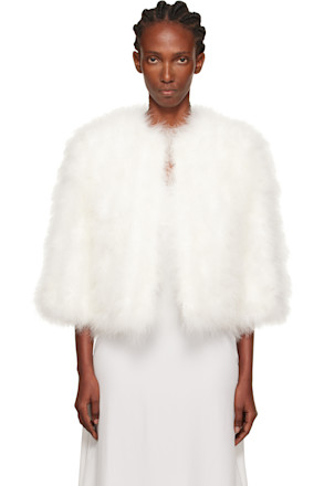 White Short Feather Jacket