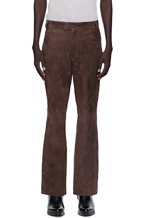 Brown Flare Suede Trousers