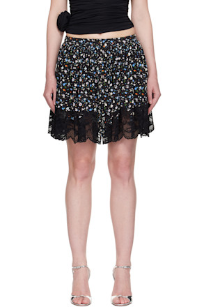 Black Floral Lace Miniskirt